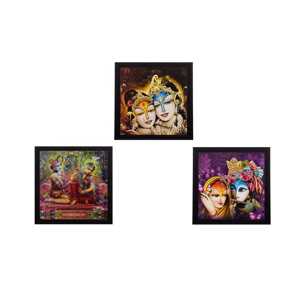 Set Of 3 Radha Krishna Satin Matt Texture UV Art Painting Kafalo