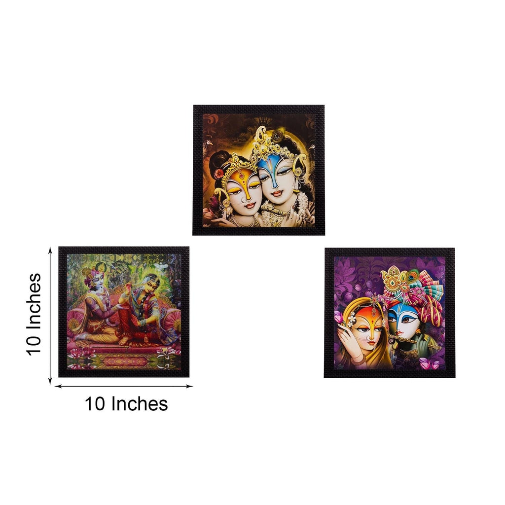 Set Of 3 Radha Krishna Satin Matt Texture UV Art Painting Kafalo