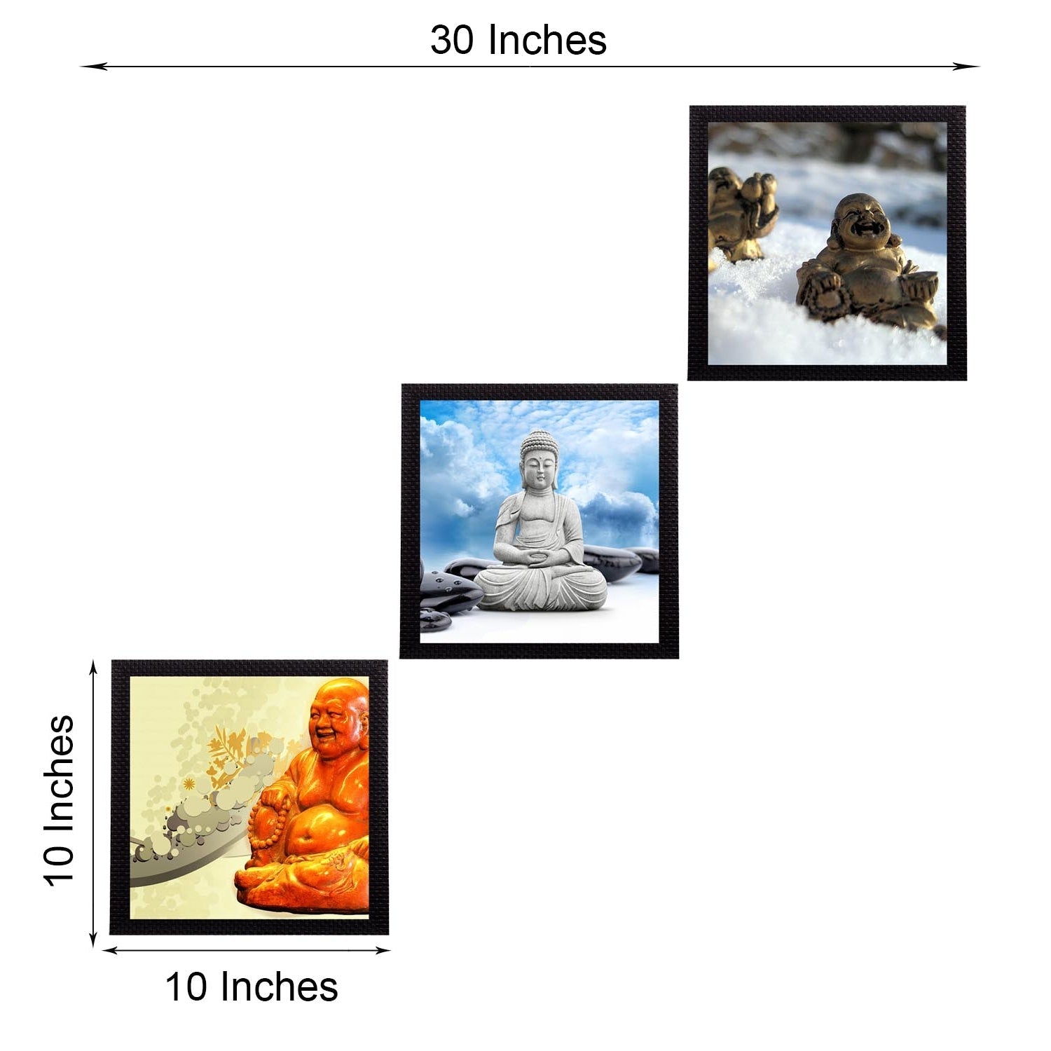 Set Of 3 Lord Buddha Satin Matt Texture UV Art Painting Kafalo