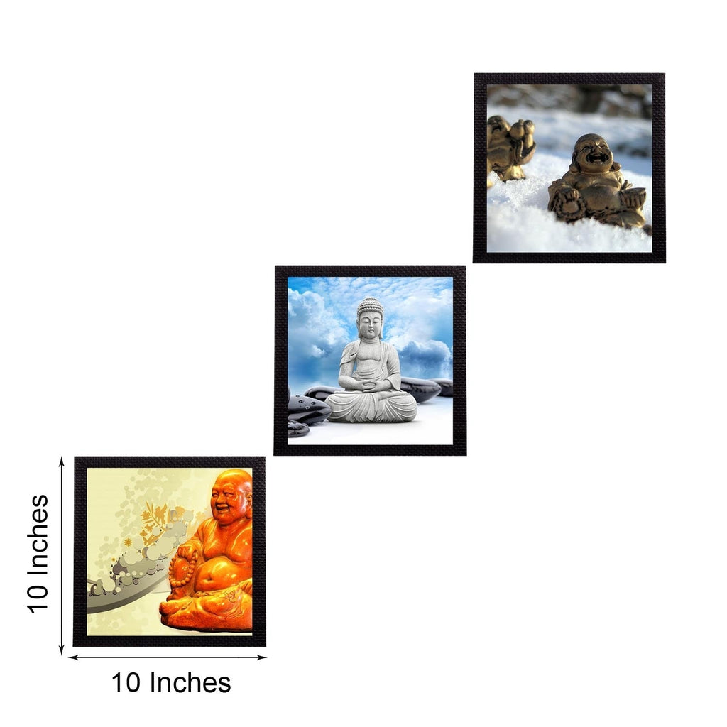 Set Of 3 Lord Buddha Satin Matt Texture UV Art Painting Kafalo