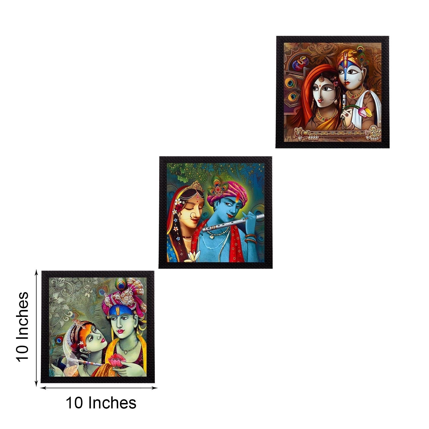Set Of 3 Radha Krishna Satin Matt Texture UV Art Painting Kafalo