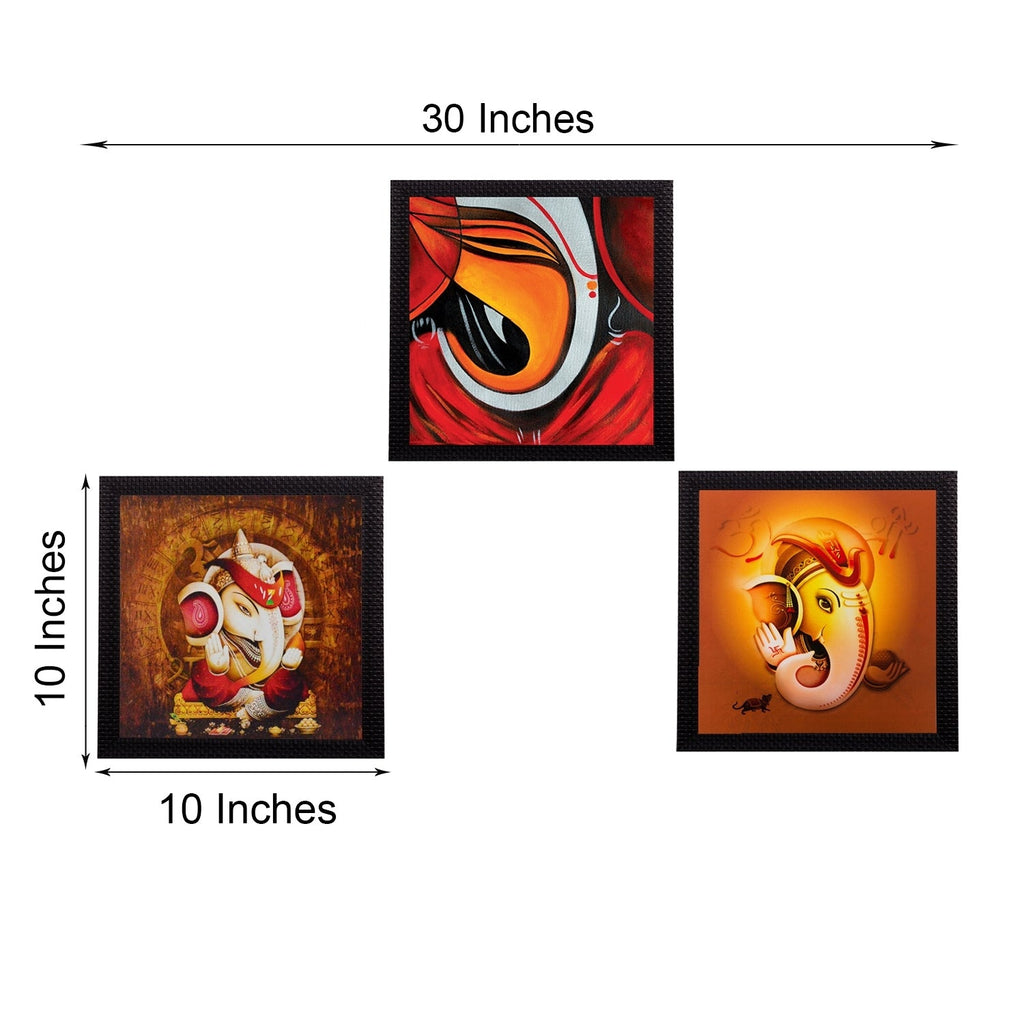 Set Of 3 Lord Ganesha Satin Matt Texture UV Art Painting Kafalo