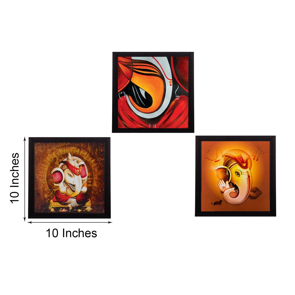 Set Of 3 Lord Ganesha Satin Matt Texture UV Art Painting Kafalo