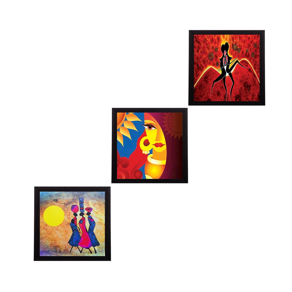 Set Of 3 Abstract Women Figures Satin Matt Texture UV Art Painting Kafalo