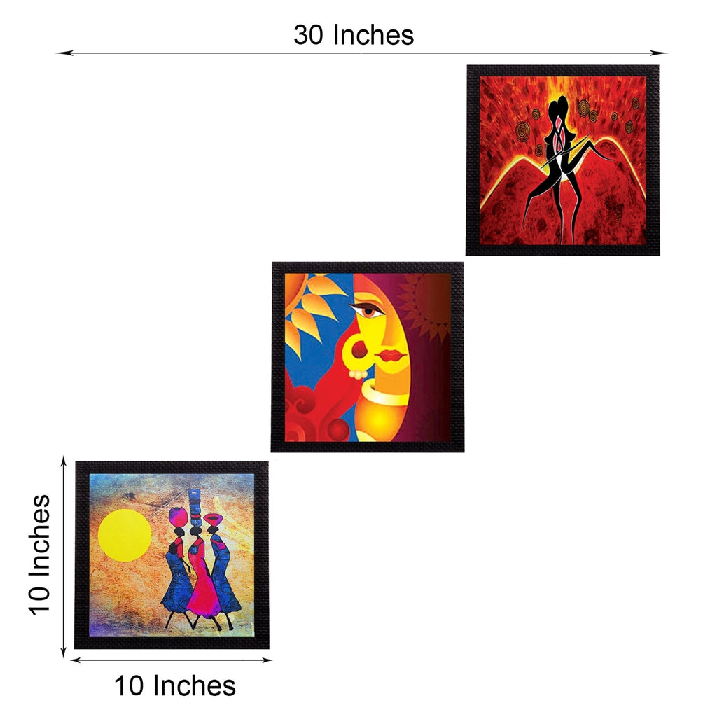Set Of 3 Abstract Women Figures Satin Matt Texture UV Art Painting Kafalo