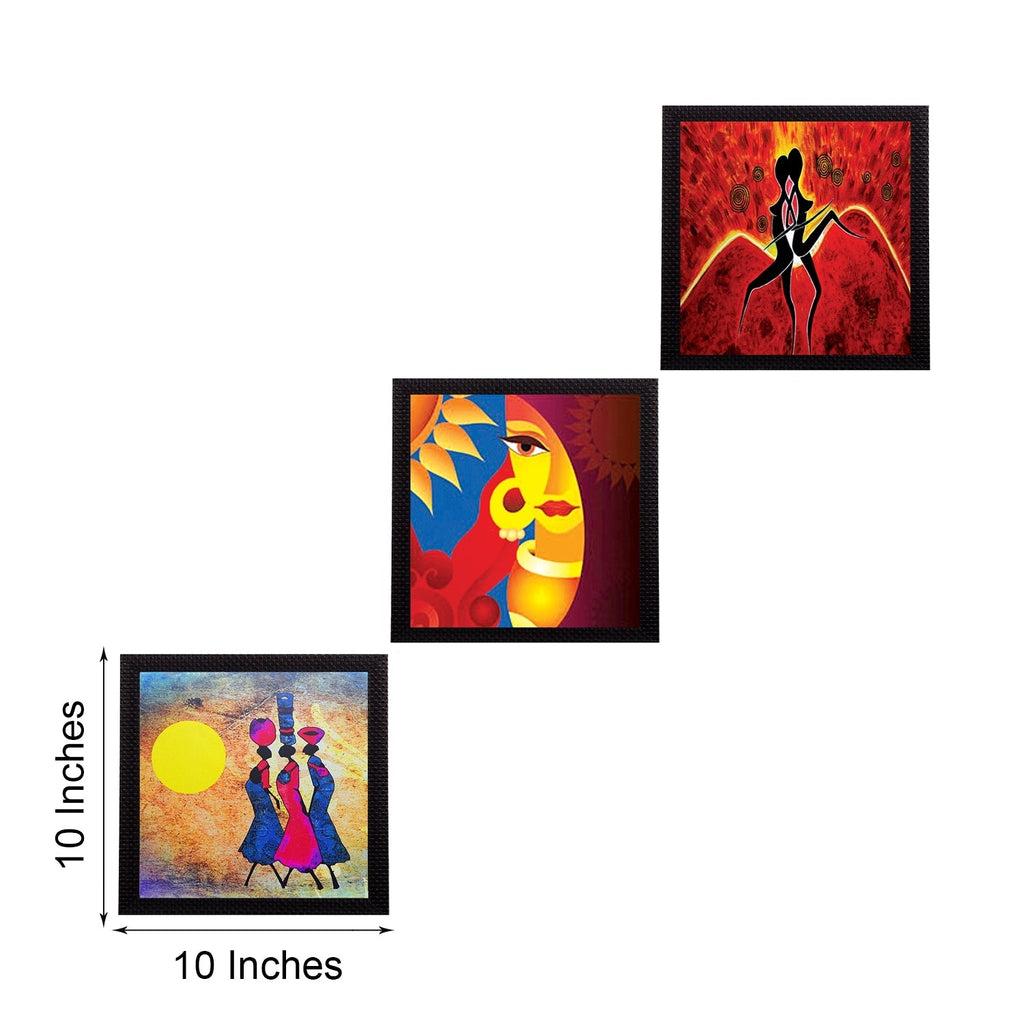 Set Of 3 Abstract Women Figures Satin Matt Texture UV Art Painting Kafalo