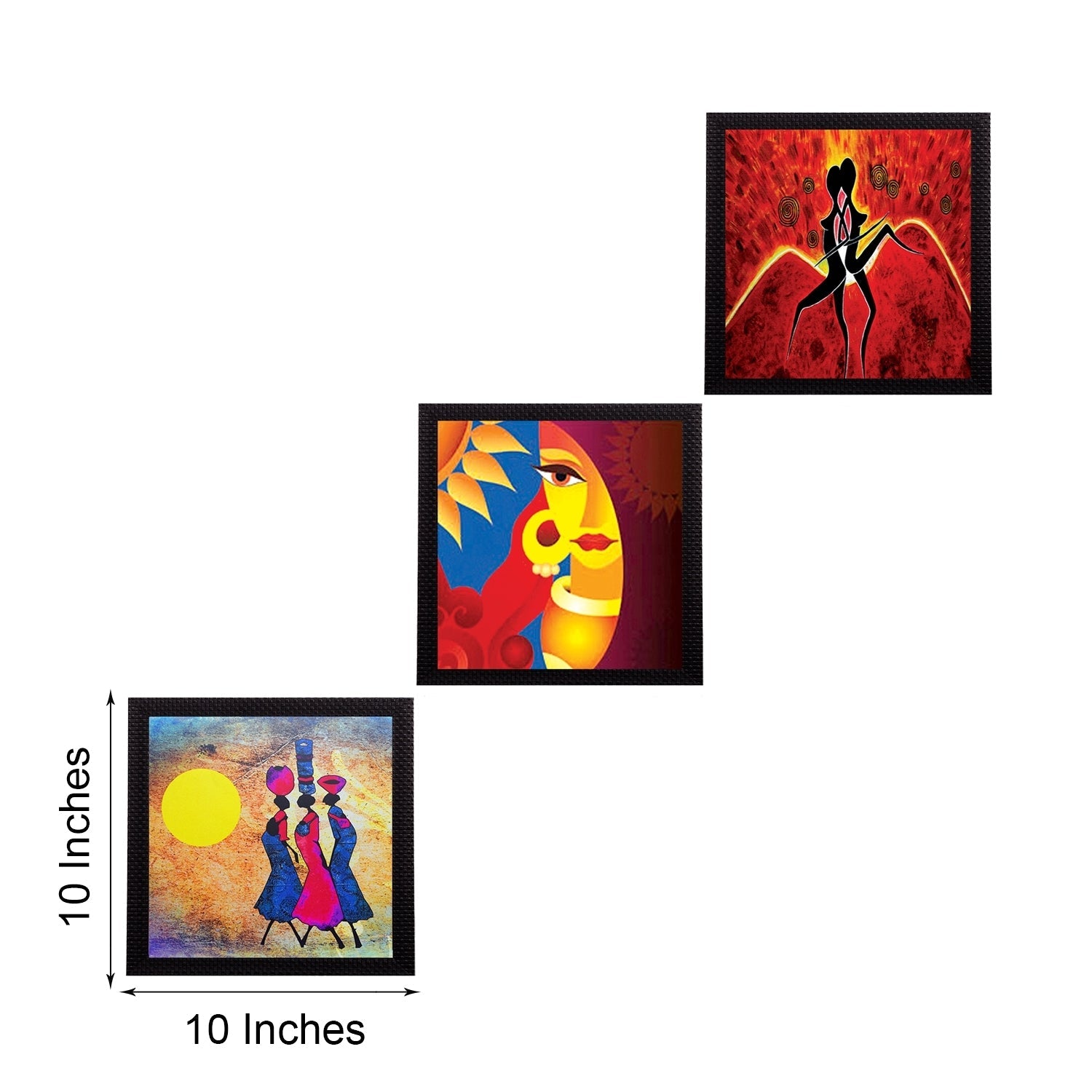 Set Of 3 Abstract Women Figures Satin Matt Texture UV Art Painting Kafalo