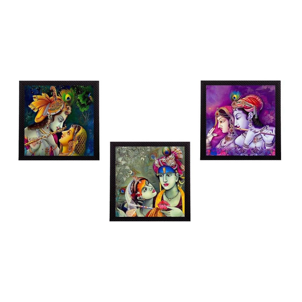 Set Of 3 Radha Krishna Satin Matt Texture UV Art Painting Kafalo