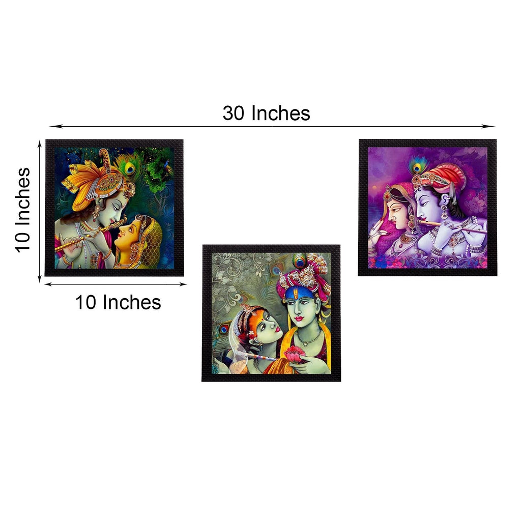 Set Of 3 Radha Krishna Satin Matt Texture UV Art Painting Kafalo