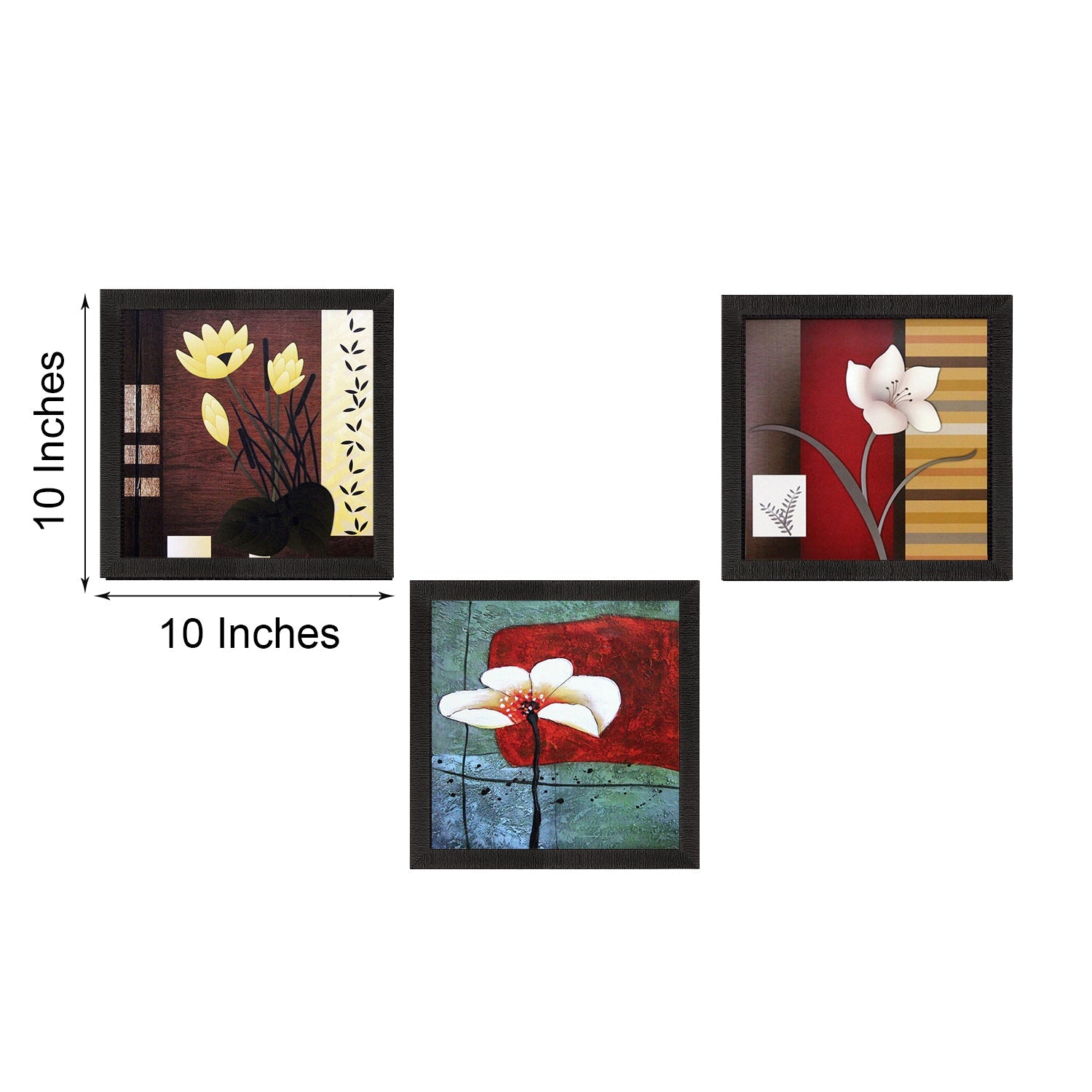 Set Of 3 Decorative Botanical Floral Pot Satin Matt Texture UV Art Painting Kafalo