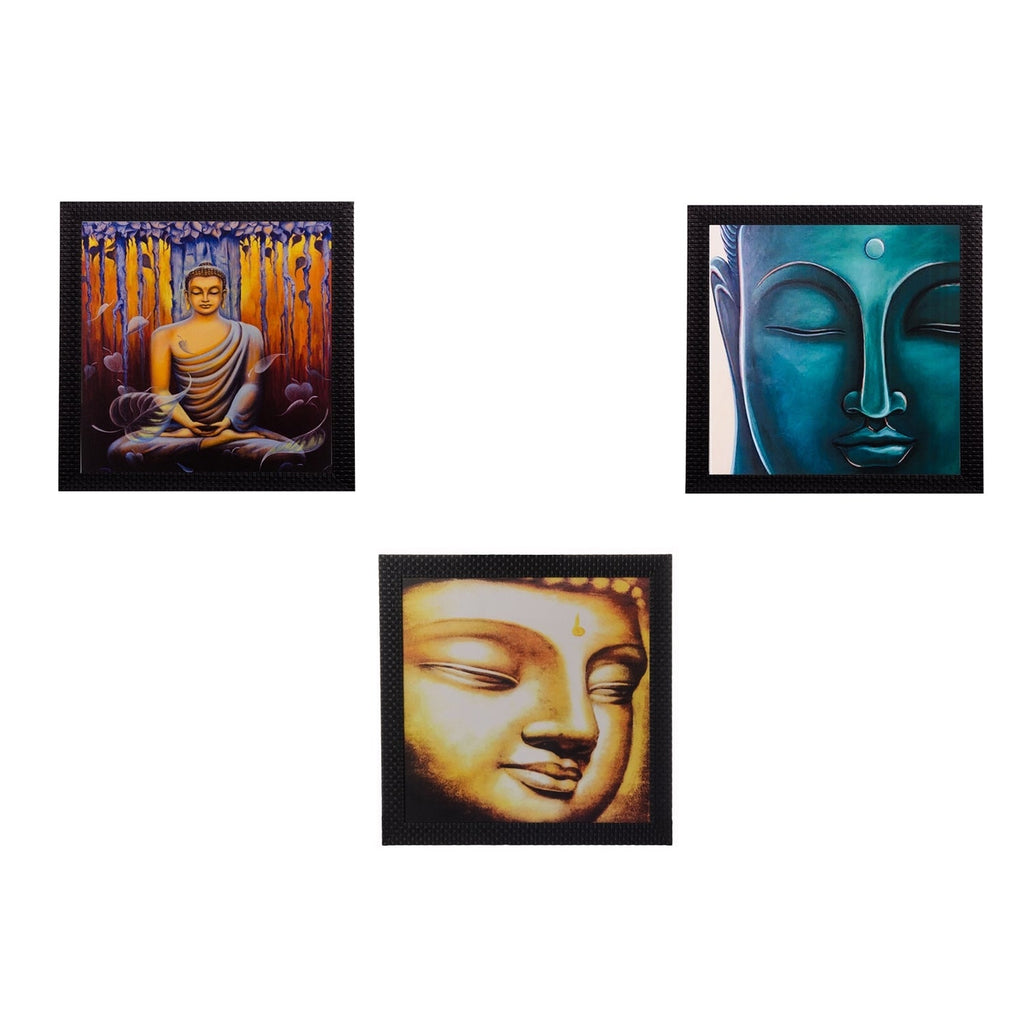 Set Of 3 Meditating Buddha Satin Matt Texture UV Art Painting Kafalo