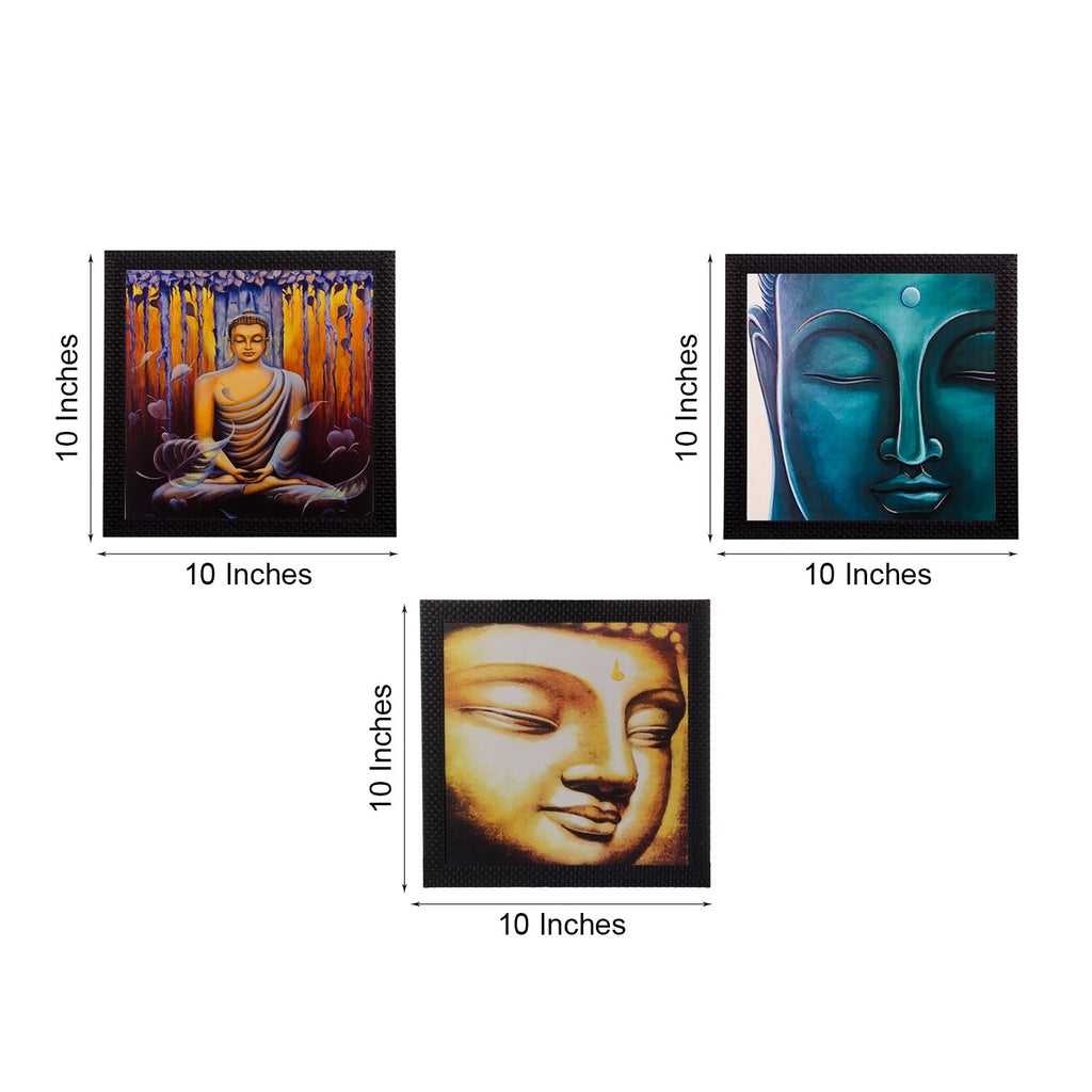 Set Of 3 Meditating Buddha Satin Matt Texture UV Art Painting Kafalo