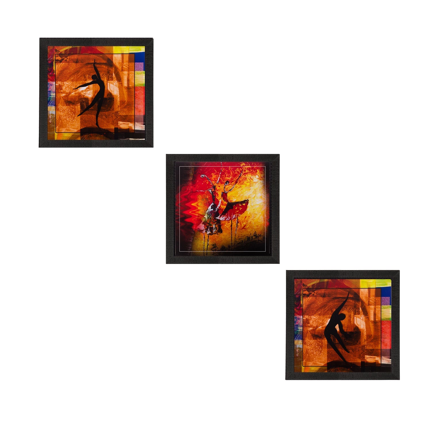 Set Of 3 Dancing Figures Satin Matt Texture UV Art Painting Kafalo