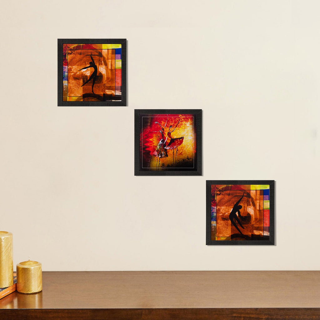 Set Of 3 Dancing Figures Satin Matt Texture UV Art Painting Kafalo