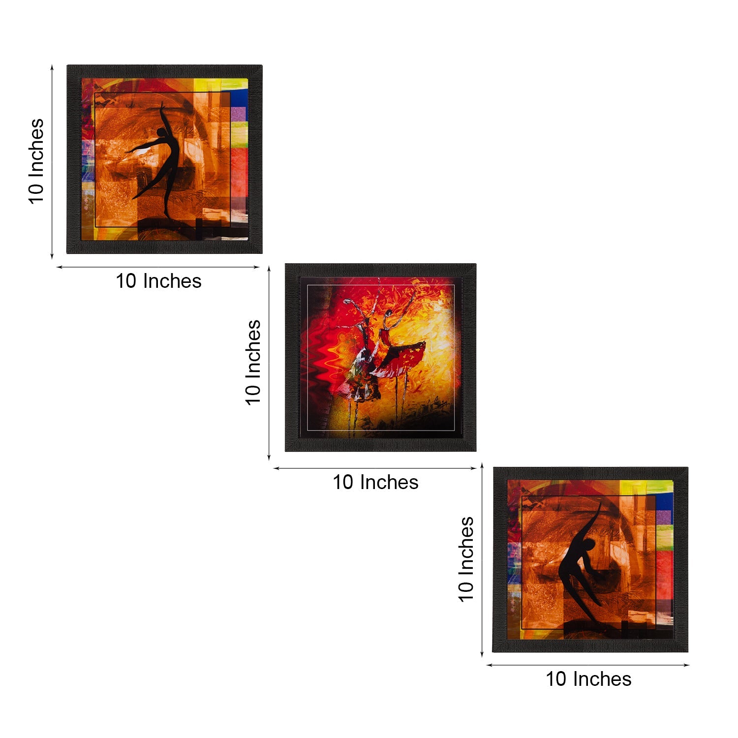 Set Of 3 Dancing Figures Satin Matt Texture UV Art Painting Kafalo