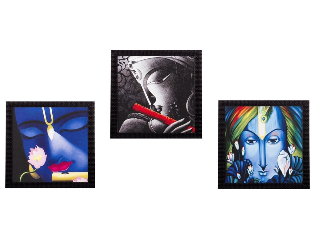 Set Of 3 Krishna Satin Matt Texture UV Art Painting Kafalo