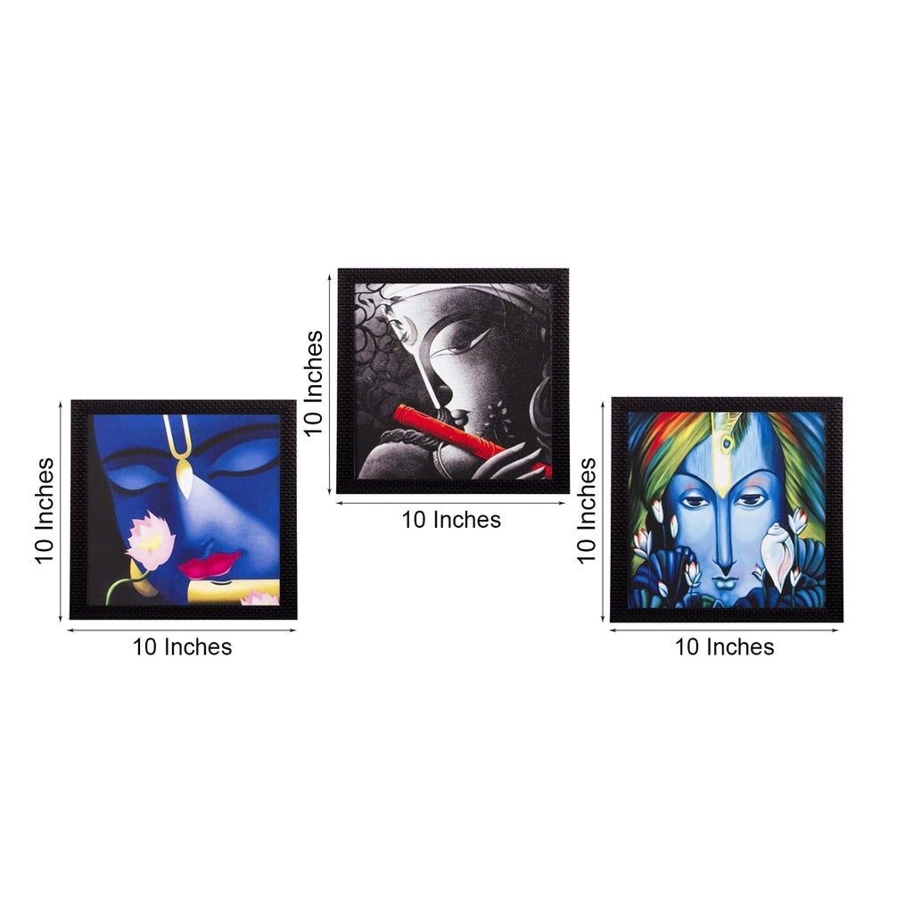 Set Of 3 Krishna Satin Matt Texture UV Art Painting Kafalo