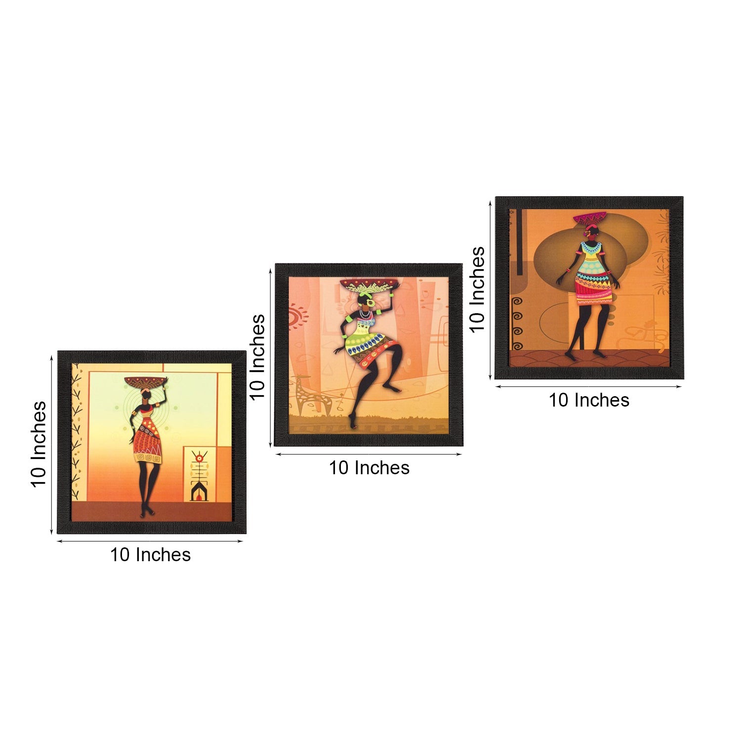 Set of 3 Tribal Lady Satin Matt Texture UV Art Painting Kafalo