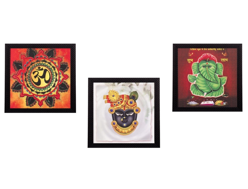 Set Of 3 Krishna Satin Matt Texture UV Art Painting Kafalo
