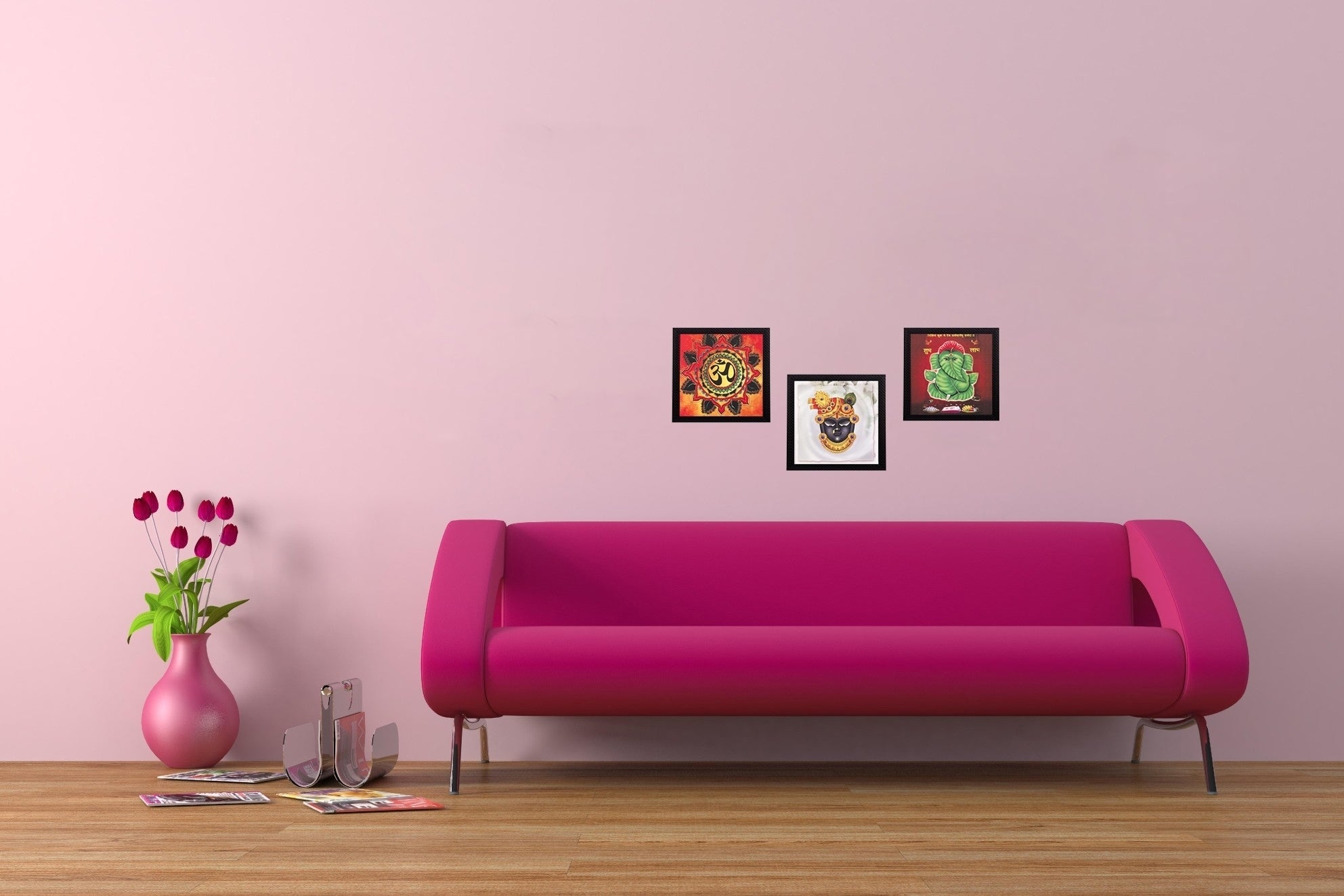 Set Of 3 Krishna Satin Matt Texture UV Art Painting Kafalo