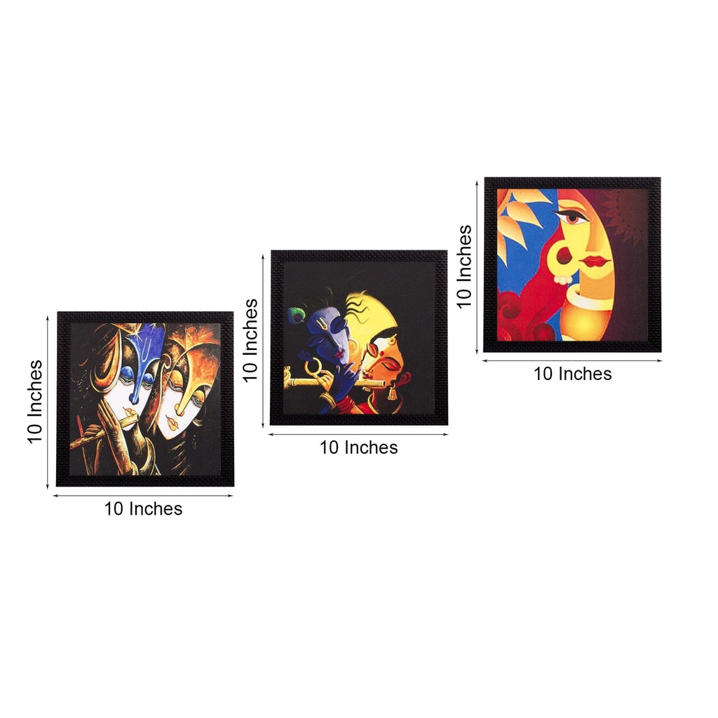 Set Of 3 Radha Krishna Satin Matt Texture UV Art Painting Kafalo