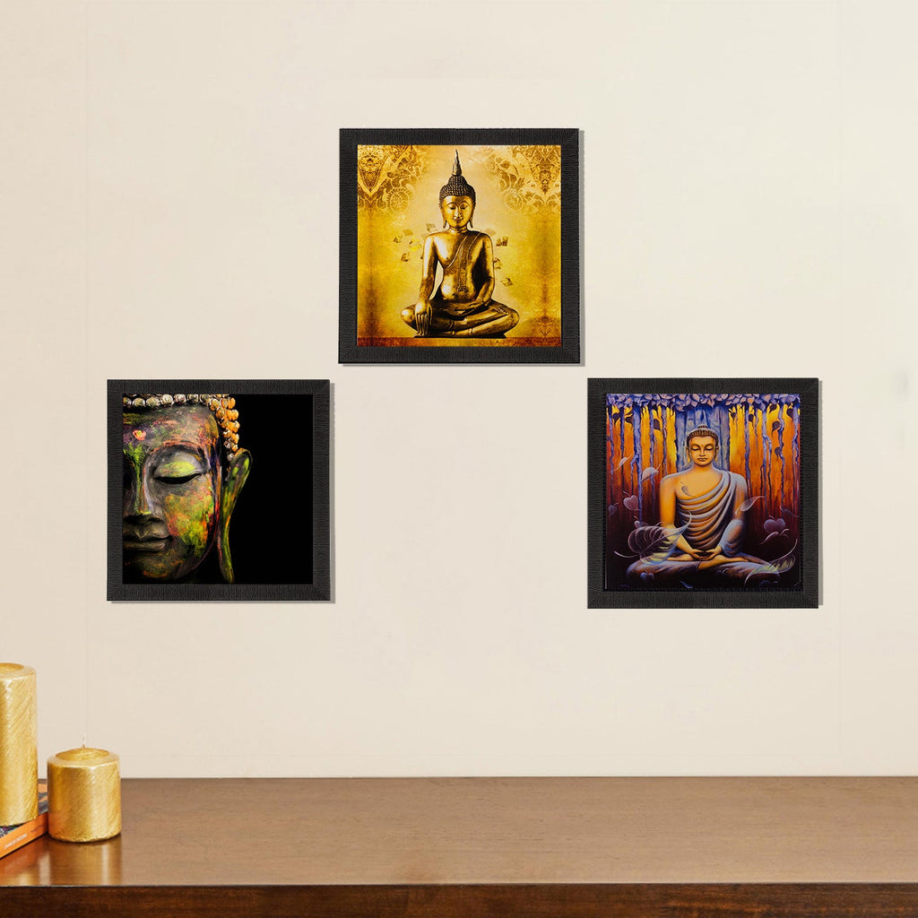 Set Of 3 Lord Buddha Paper Painting Kafalo