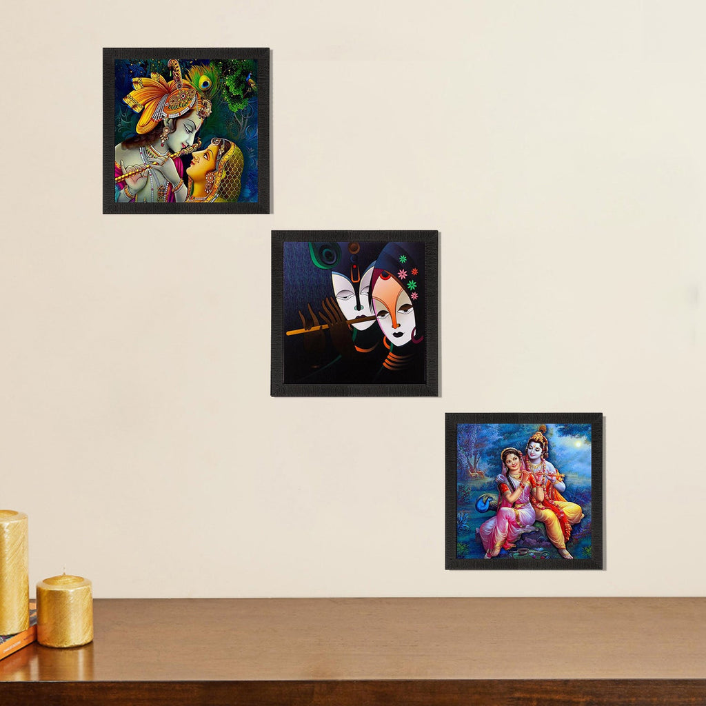 Set Of 3 Radha Krishna Paper Painting Kafalo
