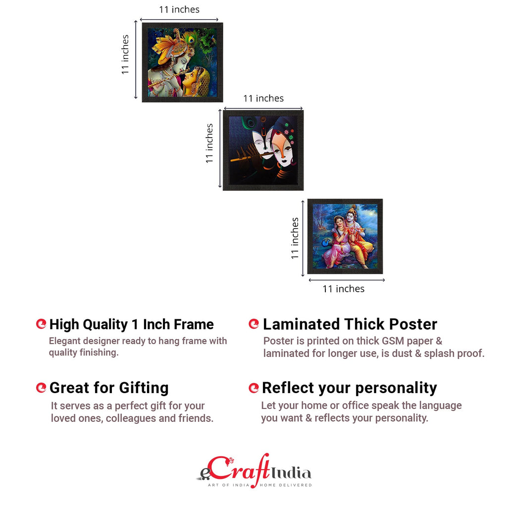 Set Of 3 Radha Krishna Paper Painting Kafalo
