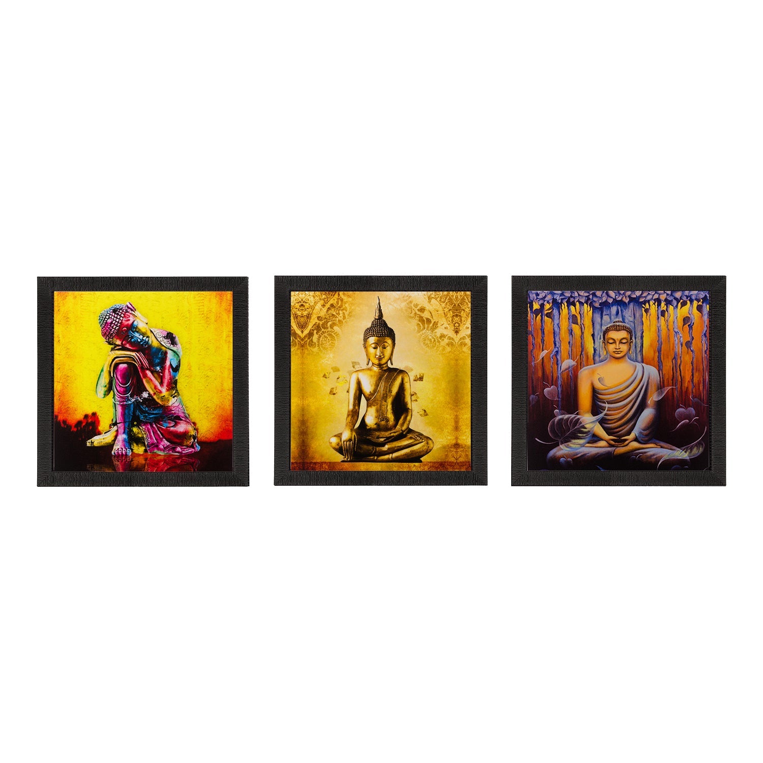 Set Of 3 Lord Buddha Paper Painting Kafalo