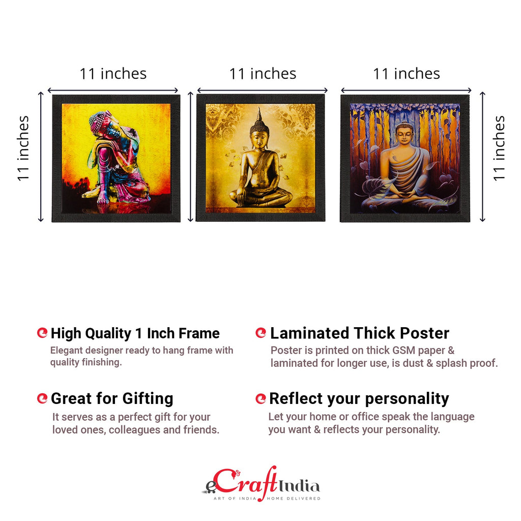 Set Of 3 Lord Buddha Paper Painting Kafalo