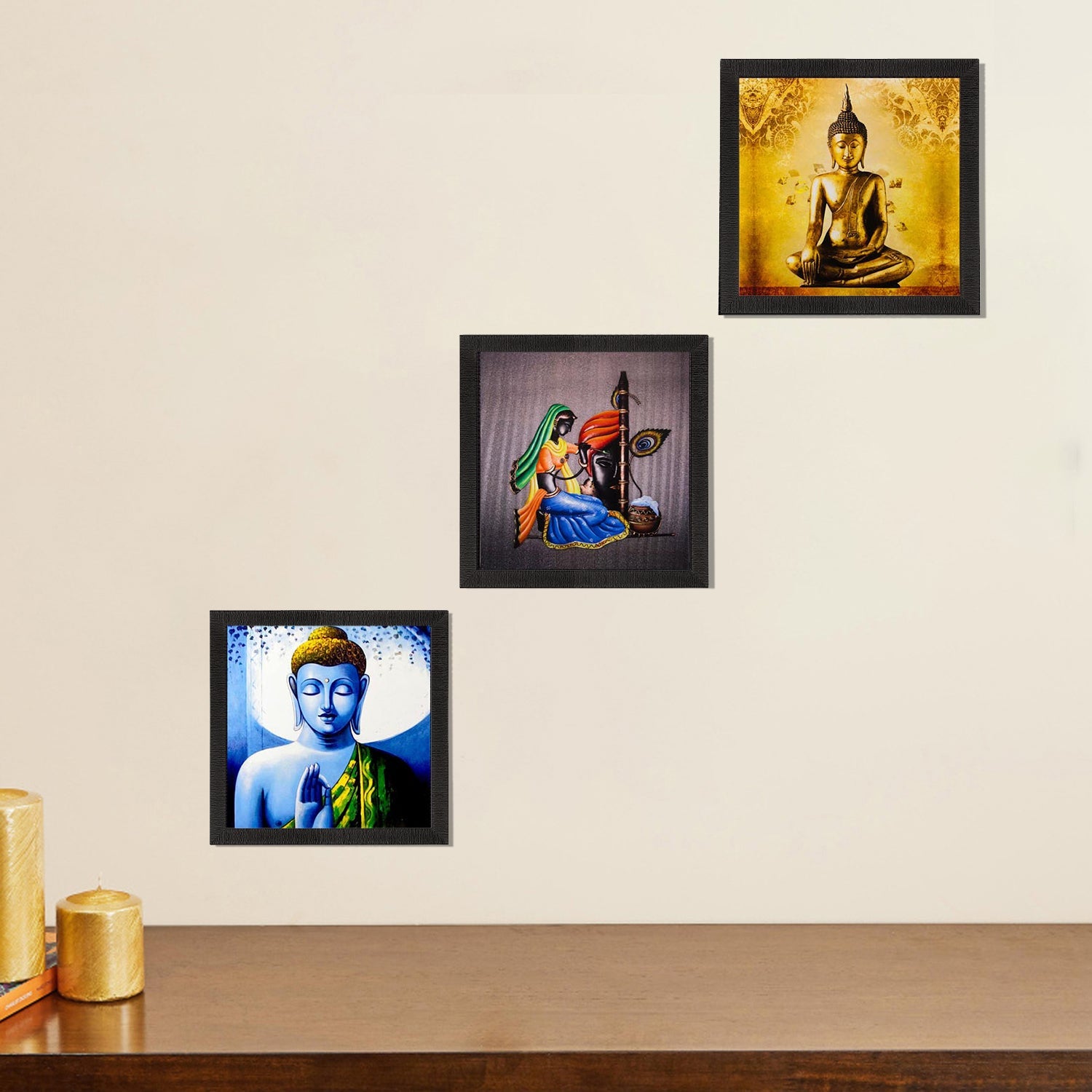 Set Of 3 Lord Buddha Paper Painting Kafalo