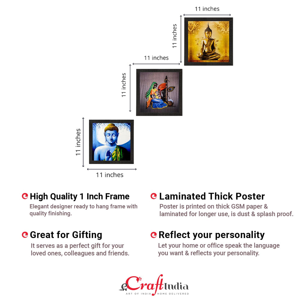 Set Of 3 Lord Buddha Paper Painting Kafalo