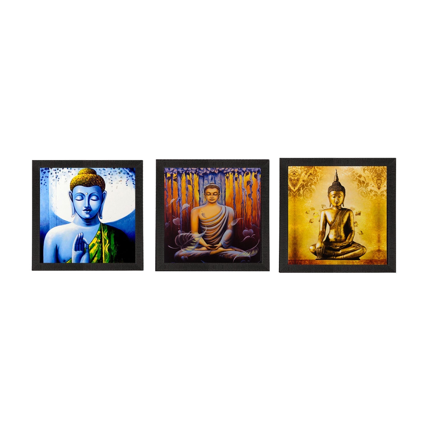 Set Of 3 Lord Buddha Paper Painting Kafalo