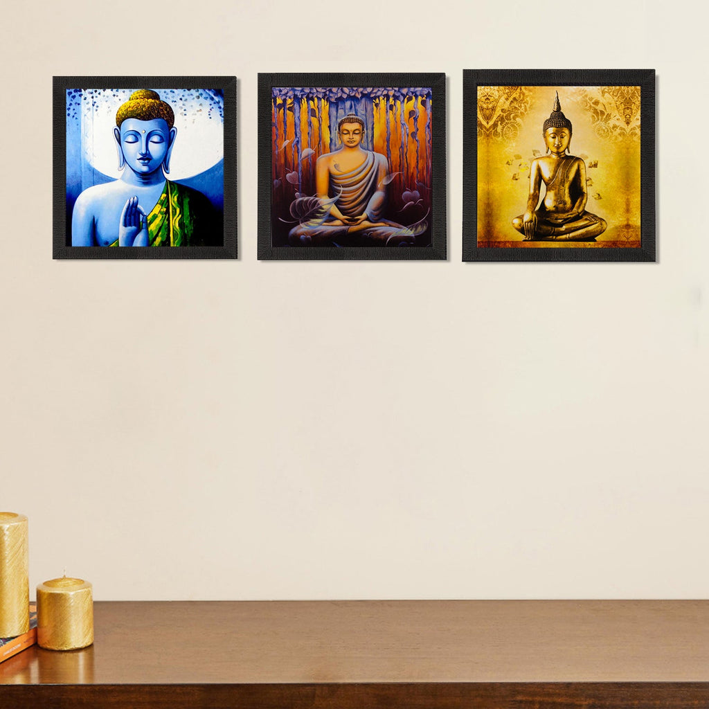 Set Of 3 Lord Buddha Paper Painting Kafalo