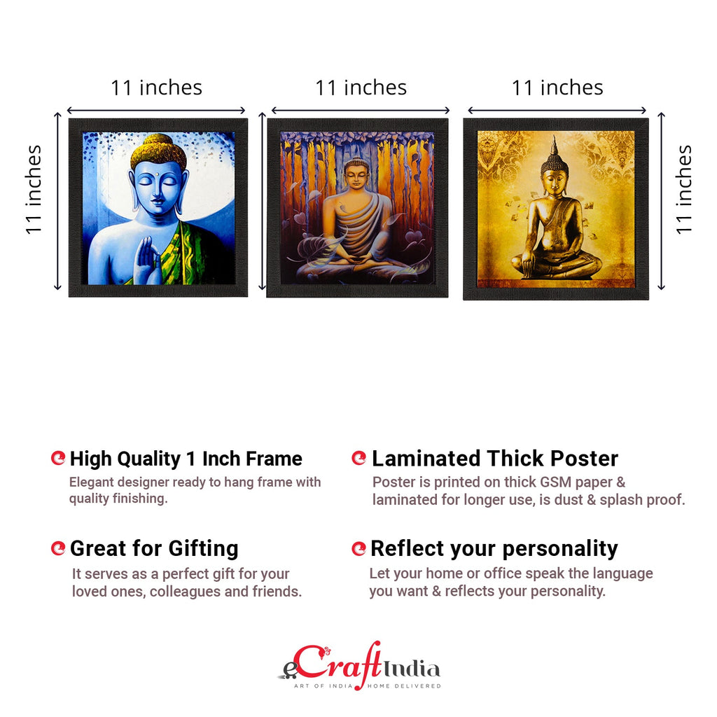 Set Of 3 Lord Buddha Paper Painting Kafalo