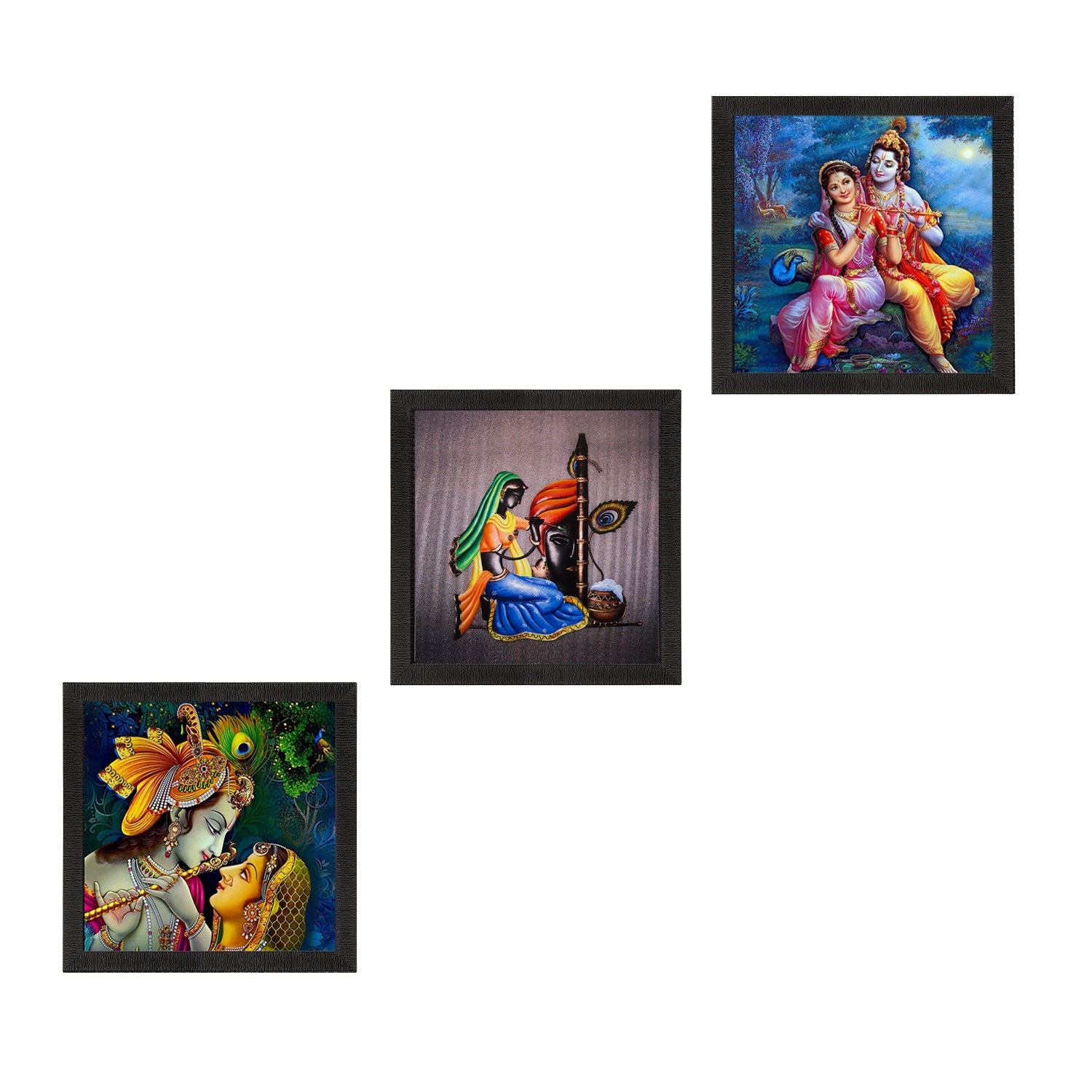 Set Of 3 Radha Krishna Paper Painting Kafalo