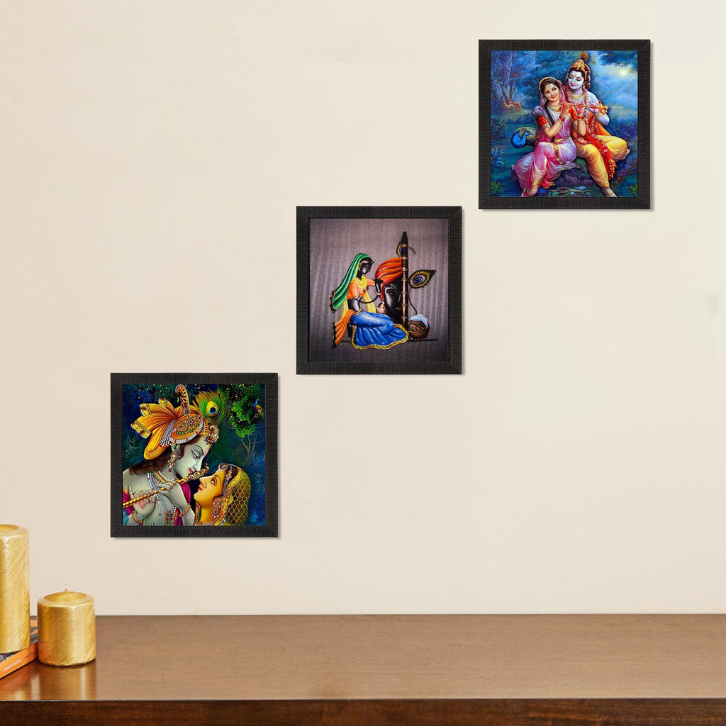 Set Of 3 Radha Krishna Paper Painting Kafalo