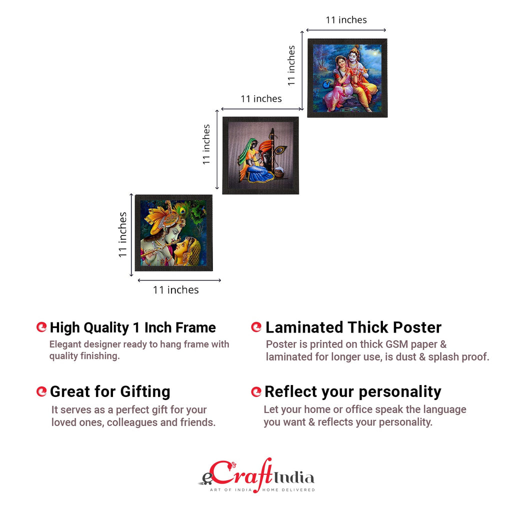 Set Of 3 Radha Krishna Paper Painting Kafalo