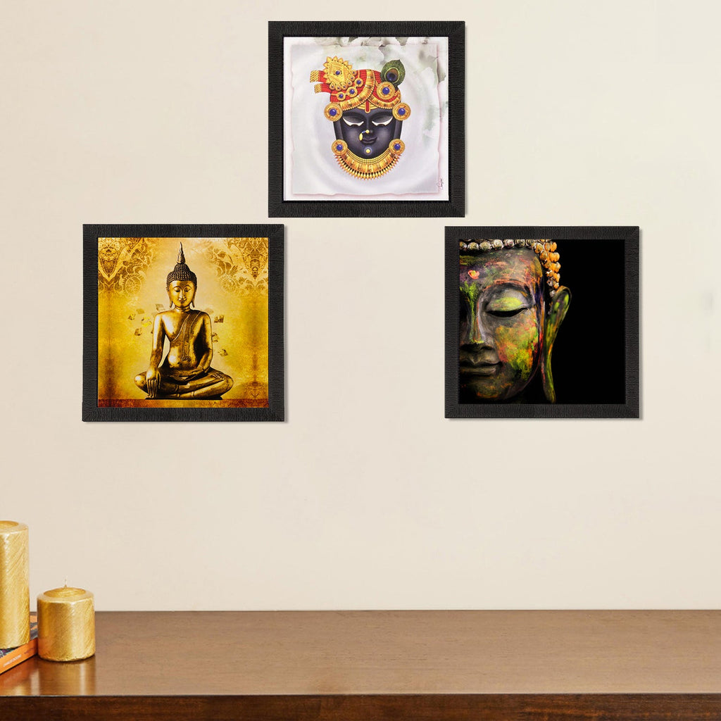 Set Of 3 Lord Buddha Paper Painting Kafalo