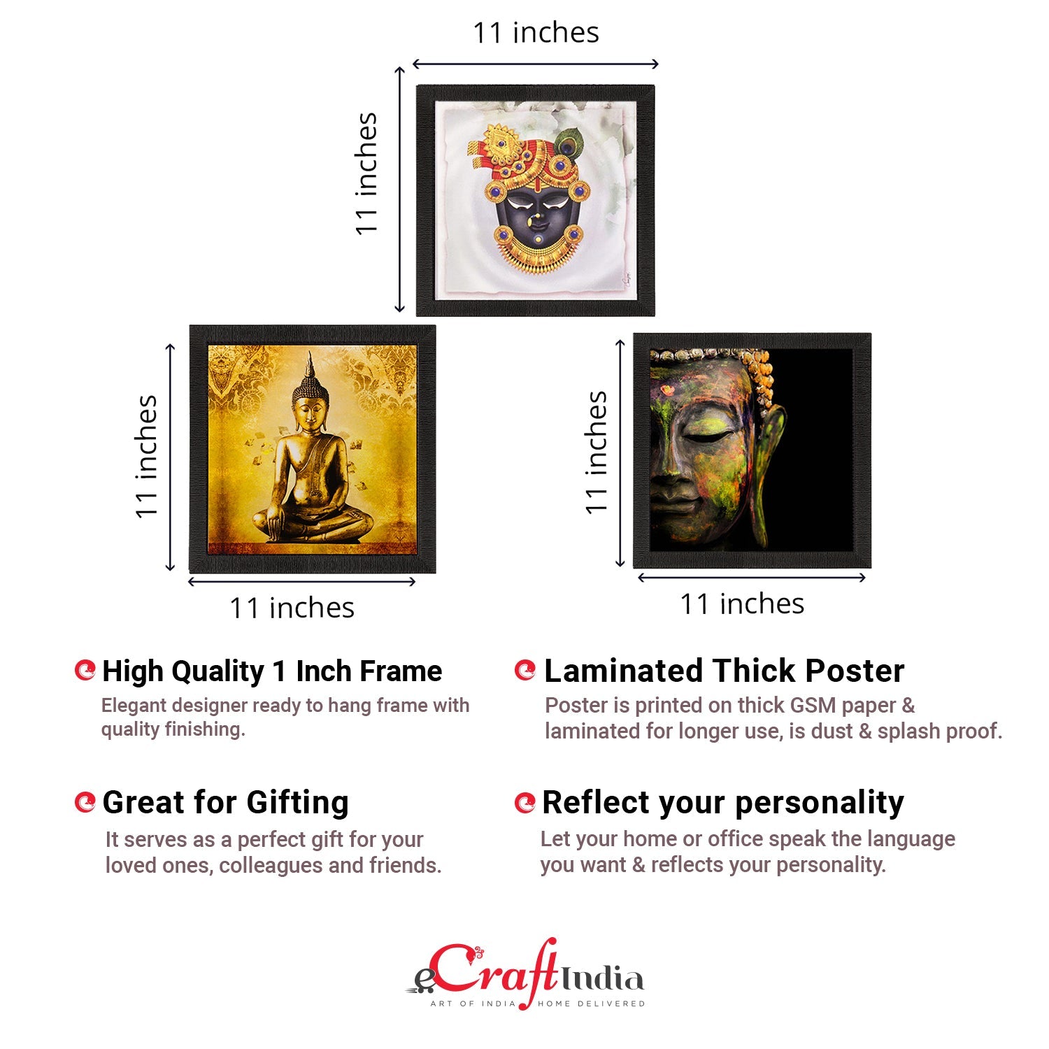 Set Of 3 Lord Buddha Paper Painting Kafalo