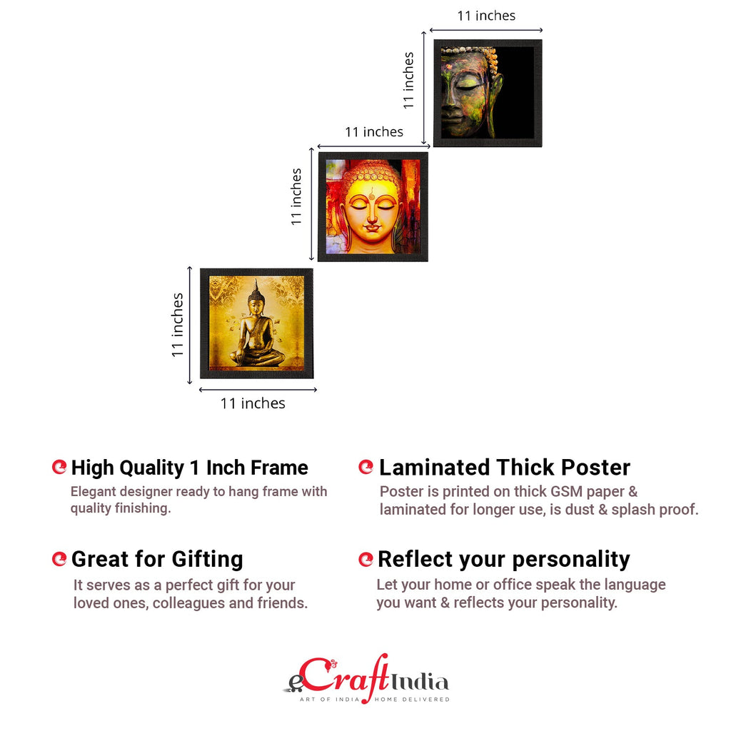 Set Of 3 Lord Buddha Paper Painting Kafalo