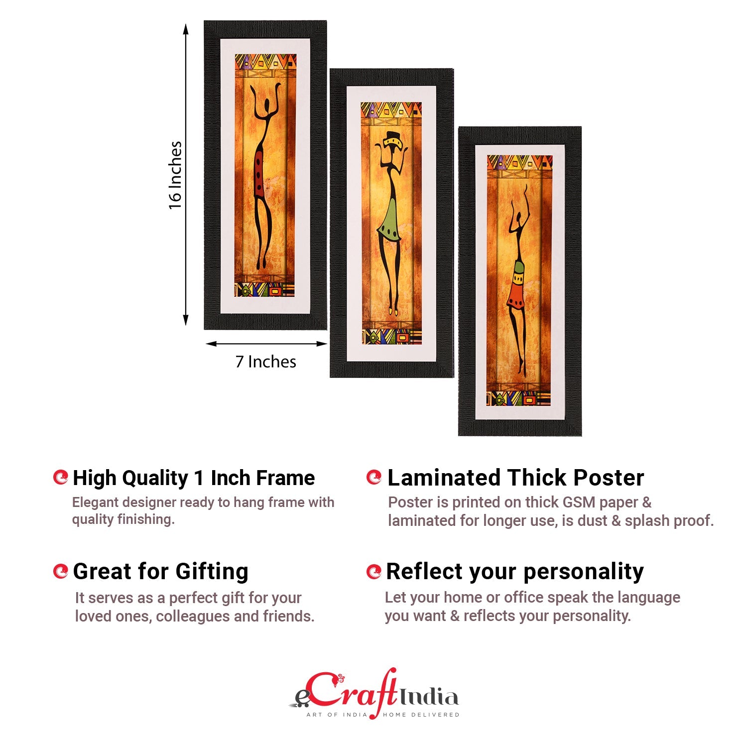 Set of 3 Satin Matt Textured Art Painting Kafalo