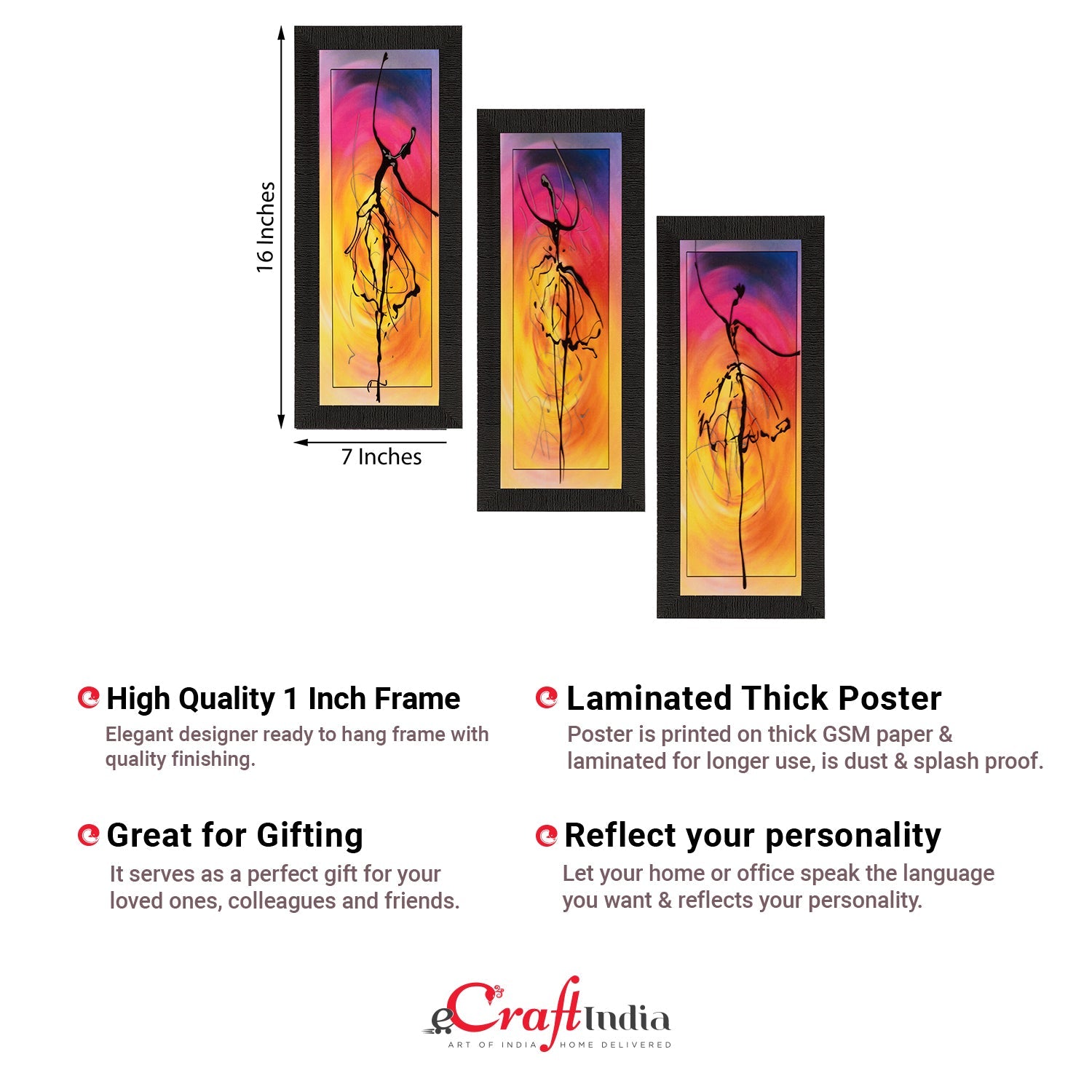Set of 3 Satin Matt Textured Art Painting Kafalo