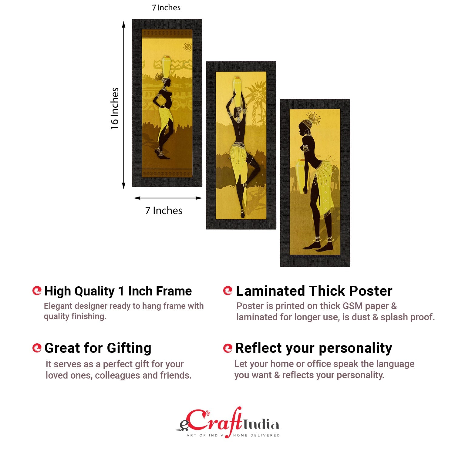 Set of 3 Satin Matt Textured Art Painting Kafalo