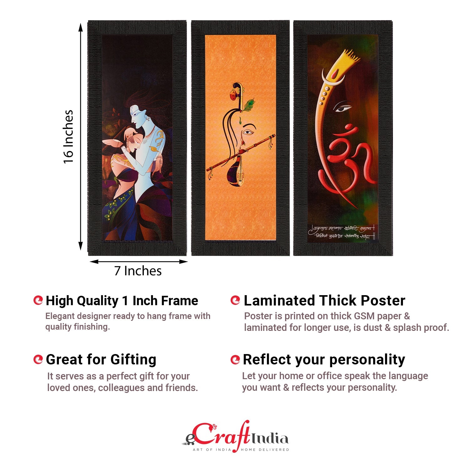 Set of 3 Satin Matt Textured Art Painting Kafalo