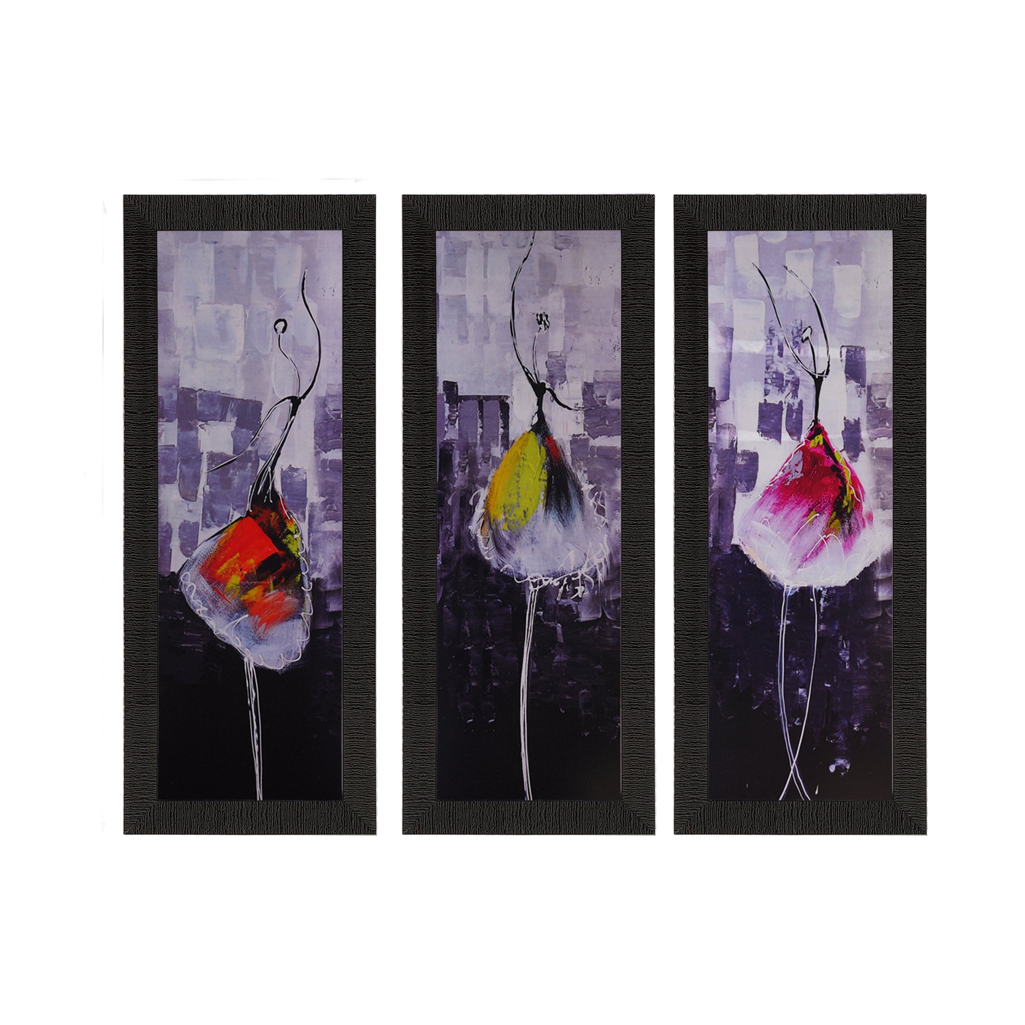 Set Of 3 Dancing Girl Satin Matt Texture UV Art Painting Kafalo