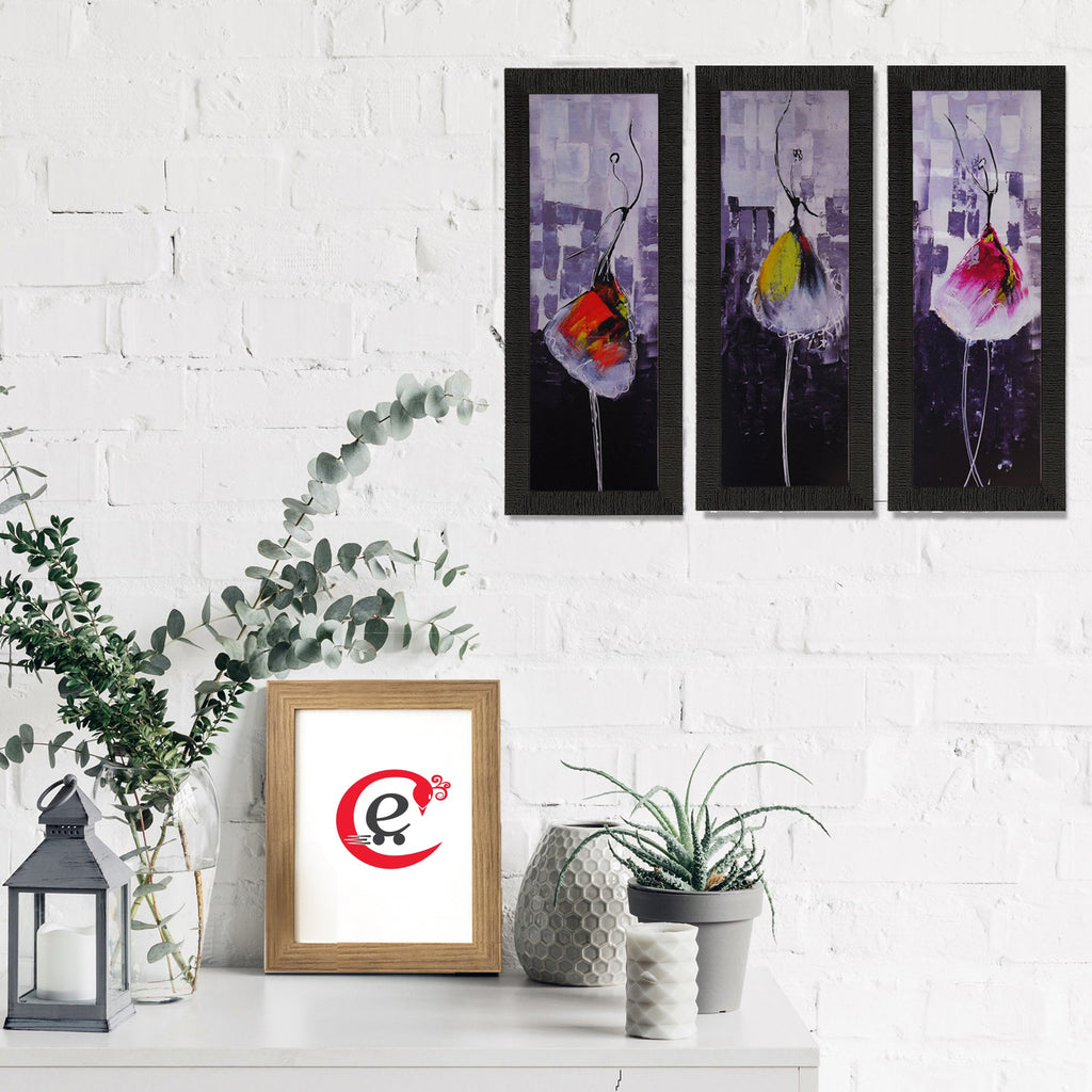 Set Of 3 Dancing Girl Satin Matt Texture UV Art Painting Kafalo