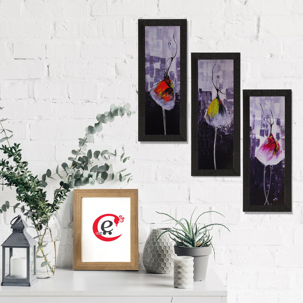 Set Of 3 Dancing Girl Satin Matt Texture UV Art Painting Kafalo