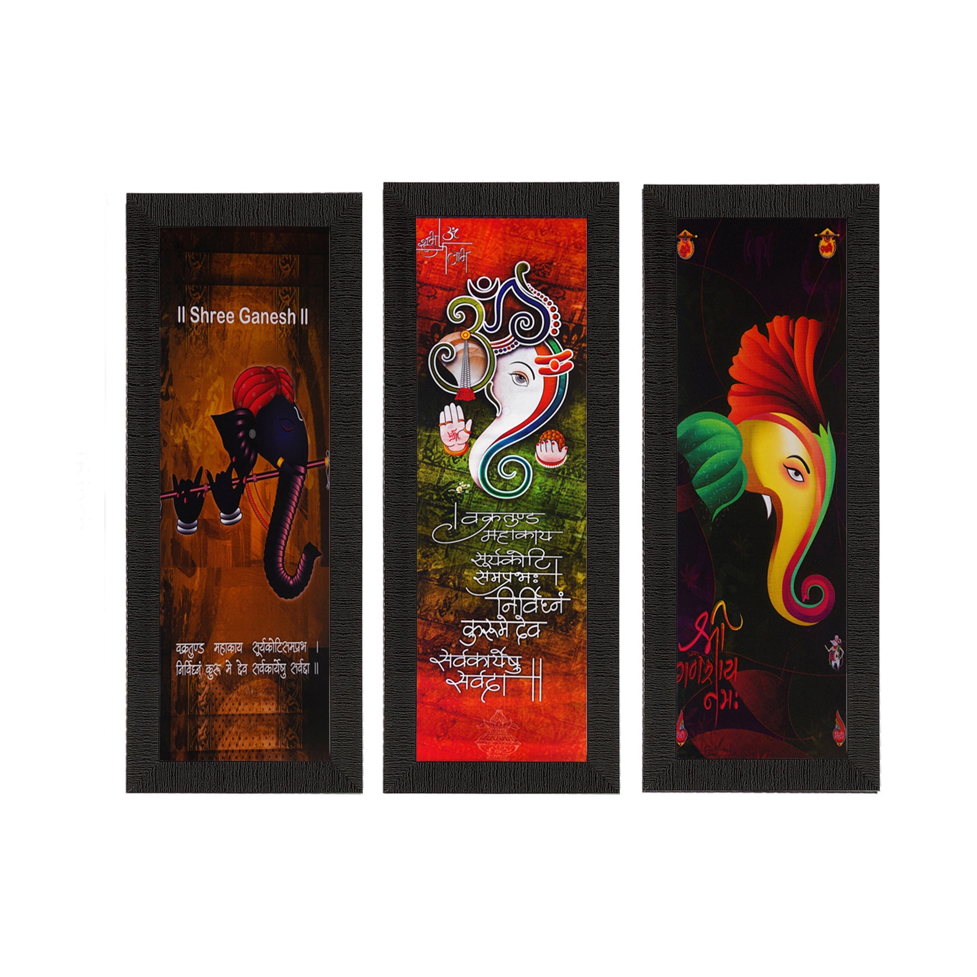 Set Of 3 Lord Ganesha Satin Matt Texture UV Art Painting Kafalo