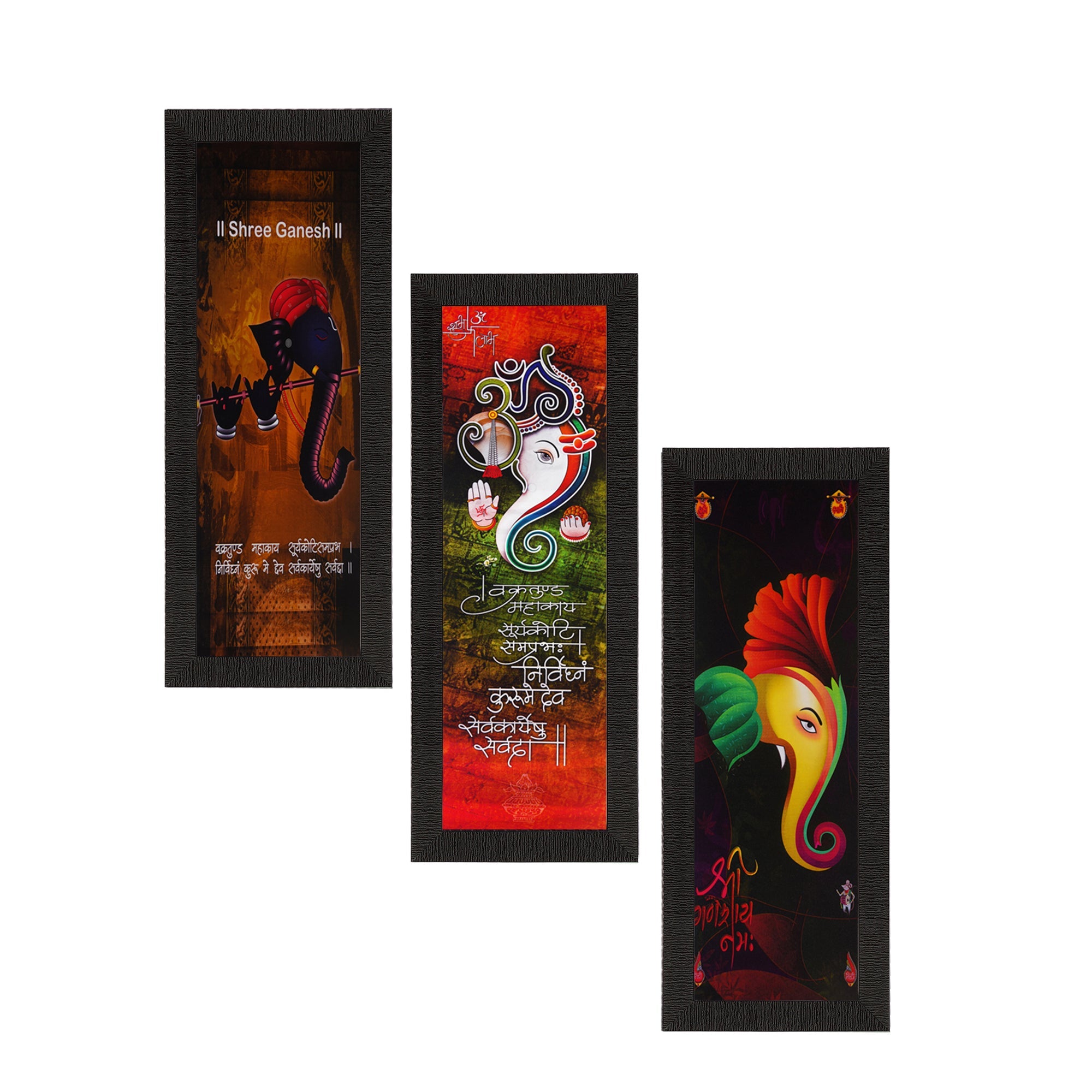 Set Of 3 Lord Ganesha Satin Matt Texture UV Art Painting Kafalo